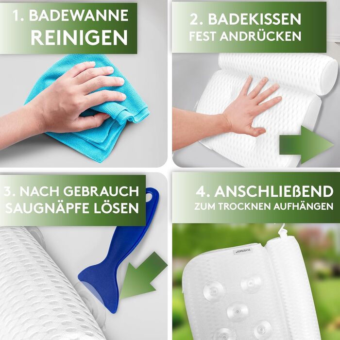 SilverRack Bathtub Pillow MEDIUM-SOFT [White 4D] - Neck Pillow for Bathtub with Suction Cups as Bathtub Accessory - Pillow for Bathtub - Bath Pillow with Ergonomic Fit