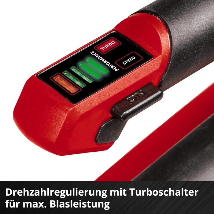 Акумуляторний повітродув Einhell GP-LB 18/200 Li Solo Power X-Change, 18В, літій-іонний, осьова турбіна, потік 670 м³/год, набір для очищення ринв, без акумулятора та зарядного пристрою