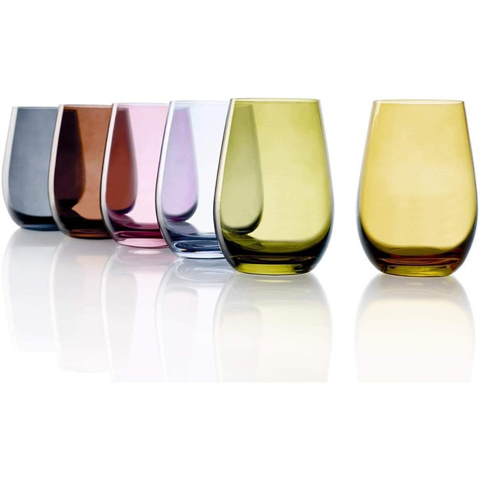Stölzle Lausitz Water Glasses Set Elements Mediterranean Mix 465 ml to the brim / Set of 6 Water Glasses Dishwasher-safe, high break resistance / Drinking Glasses Set Crystal Glass / Juice Glasses Set