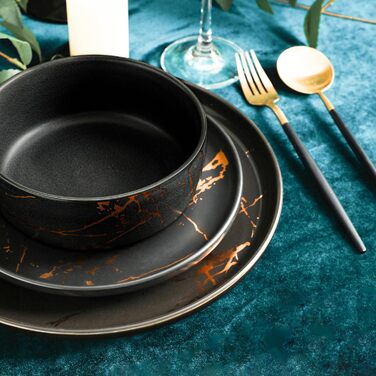 Набір посуду Stone Lain Tafelservice з порцеляни, 16 предметів (4 персони), чорний/золотий