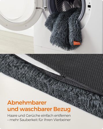 Feandrea Dog Bed, Orthopedic Dog Cushion, Padded with Bubble Foam, Removable and Washable Cover, Size M, for Small and Medium Dogs, 80 x 50 x 8 cm, Dark Grey PGW211G02