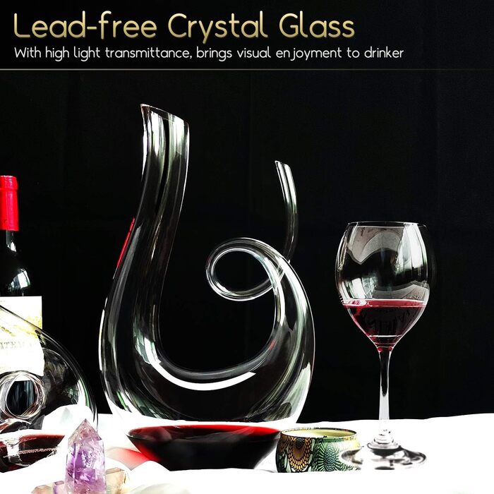 Swan Decanter, Red Wine Decanter made of Crystal Glass, Lead-Free, Drip-Free, Handmade