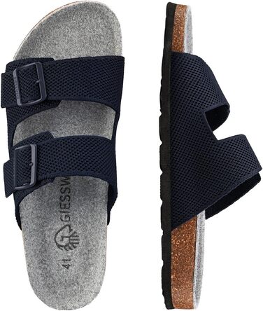 Giesswein Merino Slides жіночі - Шльопанці з анатомічною устілкою з корку - Комфортні сандалі з регульованими ремінцями з ажурного трикотажу - Домашні капці з мериносовою устілкою (42 EU, Ocean Blue)