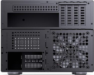 Корпус Jonsbo N4 NAS чорного кольору – компактний Micro-ATX корпус для саморобних NAS, підтримка 6x 3.5' та 2x 2.5' HDD, 4 слоти Low-Profile, USB-C & USB-A, дерев'яний дизайн