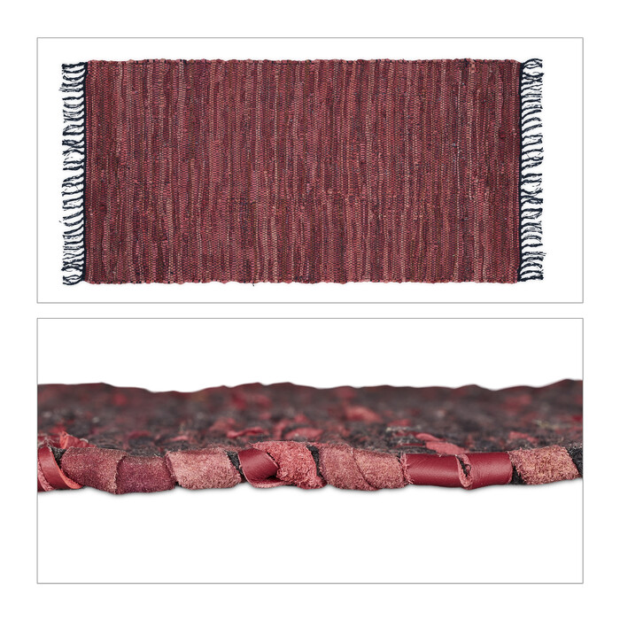 Relaxdays Leather & Cotton Patchwork Rug