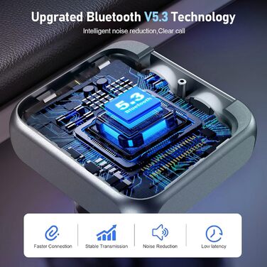 FM-трансмітер SOARUN для авто Bluetooth 5.3, адаптер для автомобіля з зарядкою 57W PD та USB, гучний зв'язок, програвач музики, бас, чистий звук, підтримка 64ГБ, зелений