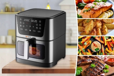 Аерофритюрниця MEMFLOW 8л, 1800 Вт, 14 програм, сенсорне керування, срібляста