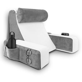 HOMCA Подушка для читання та відпочинку в ліжко та на диван з знімною подушкою для шиї та підлокітником, подушка для спини, подушка для стіни, багатофункціональна подушка-клинок для читання, роботи, перегляду телевізора (36x40x48 см)