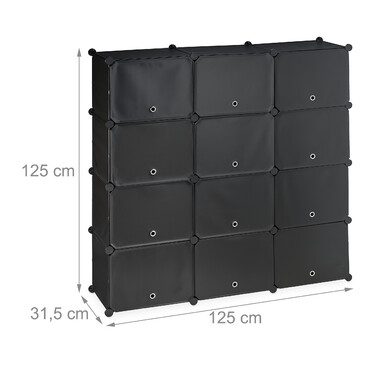 Relaxdays Black Shoe Cabinet with 24 Compartments