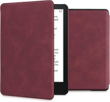 Чохол kwmobile для Amazon Kindle Paperwhite 11-го покоління (2021) - з екошкіри, захисний, темно-червоний