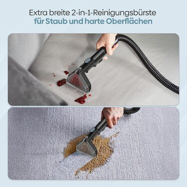Olvy Teppichreiniger 2.0 - Потужний очищувач килимів з 17000 Па, шлангом 1.6м, кабелем 4м, функцією самоочищення та 500мл миючого засобу - для килимів, диванів, матраців та авто