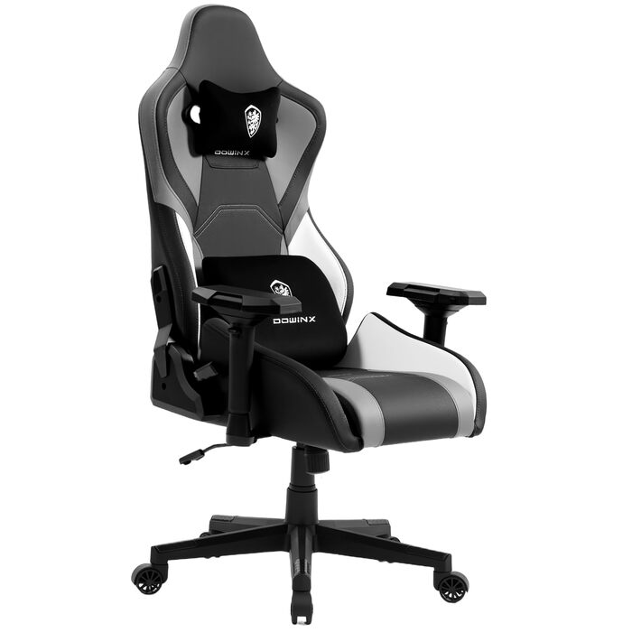 Ігровий крісло Dowinx з 4D підлокітниками, функцією гойдання 15° та регулюванням спинки до 165°, масажний, ергономічний, дизайн у стилі гоночного авто, для геймерів, Esport, вантажопідйомність 135 кг, сірий