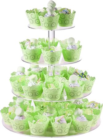 Підставка для капкейків Fhmidic на 6 ярусів, акрилова етажерка, 6-ярусний дисплей для десертів, тортів, випічки, для вечірок, днів народжень, дитячих свят, хрестин (кругла)