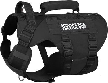 Тактичне облягання для собак, підтримуюче облягання для середніх та великих собак, Air Mesh регульоване облягання для службових собак з металевою застібкою 39g для навчання, прогулянок, чорний, розмір M (обхват шиї: 36-53 см, обхват грудей: 50-74 см)