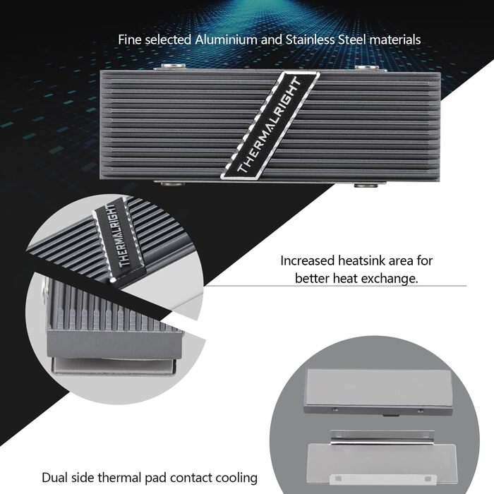 Радіатор охолодження SSD Thermalright TR-M.2 2280 для M.2 NVMe SSD, 13 мм, з теплопровідною пастою