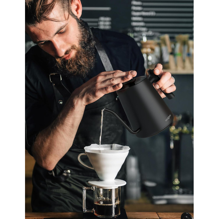 PARIS RHÔNE Swan Neck Kettle - 0.9L Temperature Control Kettle with Indicator, Knob, and 24-Hour Keep Warm Function - Dark Green