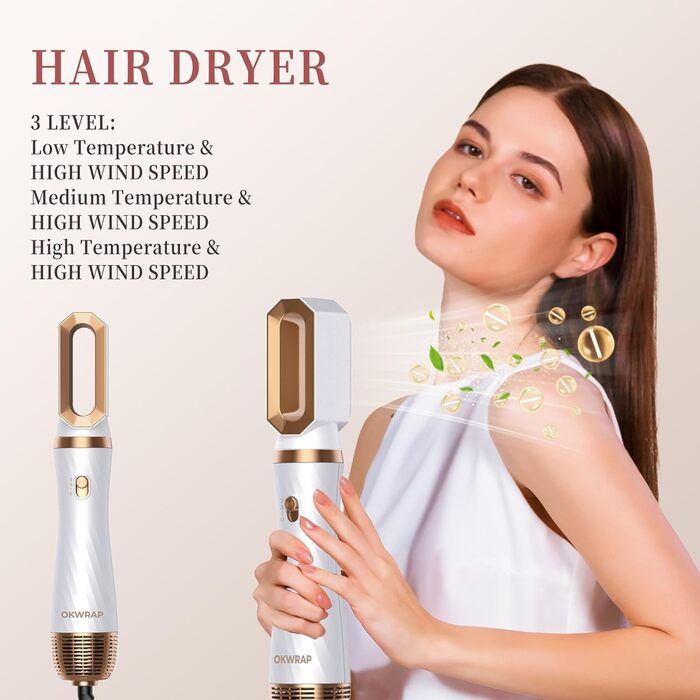 Air Styler 6 в 1: Набір для укладки волосся з фен-щіткою, дифузором та плойкою, для створення об'єму, локонів та випрямлення (сірий)