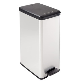 Сміттєвий кошик Curver Deco Slim 40 л, пластиковий, чорний/сріблястий металік, 39.3 x 25 x 60.7 см