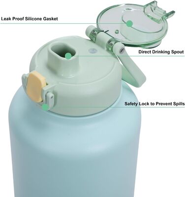 GiNT Термопляшка з нержавіючої сталі для собак та людей, 3-в-1, з мисками та сумкою, вилка-поїльник, для подорожей, прогулянок, кемпінгу, авто (Зелена)