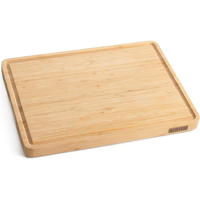 Обробна дошка Stirnholz з бамбуку, XL (45x30 см) – преміум якість, з жолобком для соку, антиковзні ніжки, в подарунковій коробці