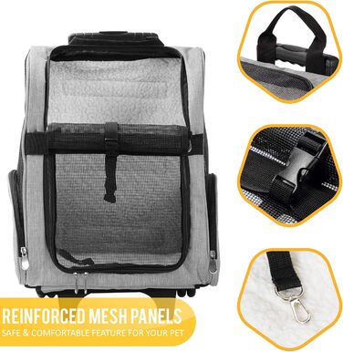 KOPEKS Deluxe рюкзак-переноска для тварин з подвійними колесами, середній, сірий (L 33 x B 30 x H 51 см)