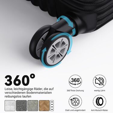 Набір валіз 3 шт. з жорстким корпусом, PC, легкі, міцні, з обертовими колесами на 360° та TSA замком (чорні смуги)