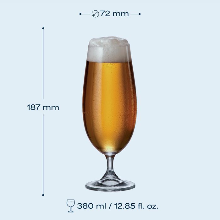 Набір келихів для пива Crystal Bohemia Biergläser 6 шт, 380 мл - кришталеві келихи для пива, міцні, стійкі до подряпин, для подарунка