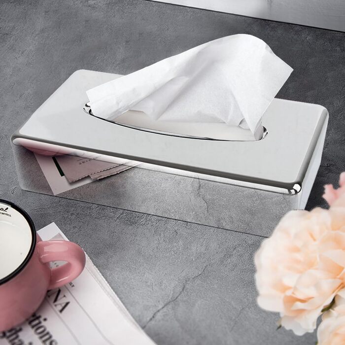Discoball Tissue Box Holder Rectangular Tissue Box Cover Mirror Tissue Holder Stand Bathroom Tissue Organizer Stand for Home, Office, and Car (Silver)