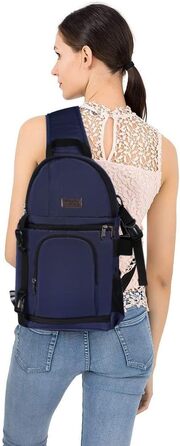 MOSISO Сумка на плічо для камери, DSLR/SLR/Беззеркальна фотокамера, ударостійкий фоторюкзак з тримачем для штатива, знімні модульні вставки, сумісний з Canon/Nikon/Sony/Fuji, темно-синій