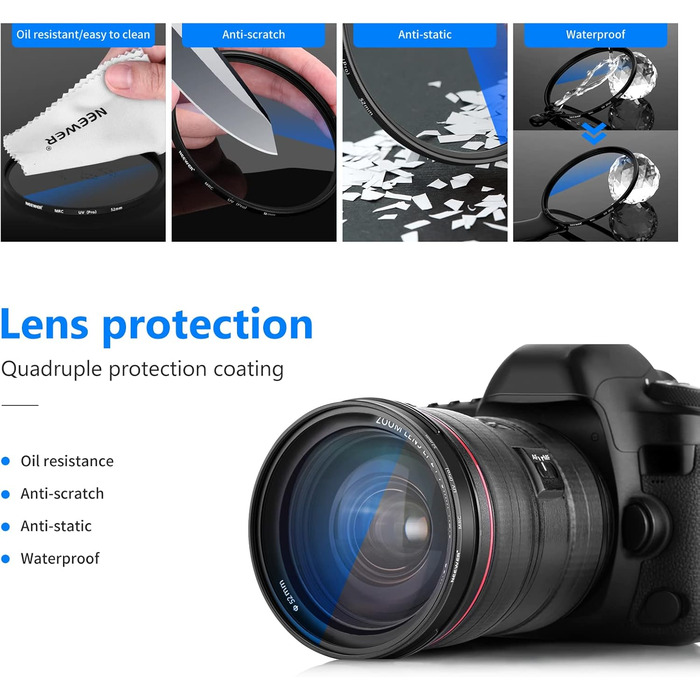 Фільтр NEEWER MRC UV 52mm - захисний фільтр з багатошаровим покриттям, водонепроникний, стійкий до подряпин