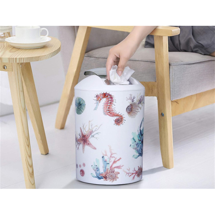 Набір аксесуарів для ванної кімнати Icegrey: 6 предметів (Океан) - дозатор для лосьйону, стакан для зубних щіток, стакан, мильниця, тримач для туалетного паперу, відро