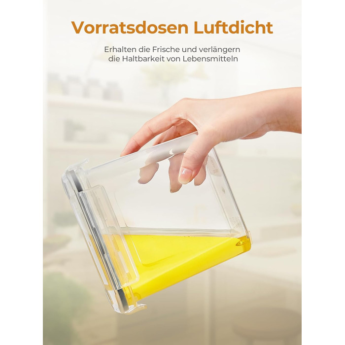 Набір контейнерів для зберігання FOHERE 16 шт. (2л, 1.45л, 0.8л) з кришкою, BPA-free, для кухні, з етикетками