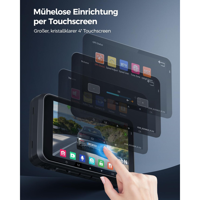 Відеореєстратор HUPEJOS 4K для авто (двоканальний, STARVIS, HDR, GPS, WiFi, нічна зйомка, 64GB карта в комплекті)