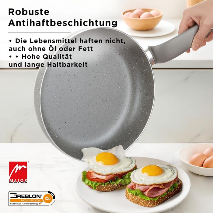 Набір каструль KASANOVA для традиційних плит, антипригарне покриття, набір посуду, здорове, швидке та рівномірне приготування їжі. Виготовлено в Італії (6 предметів)