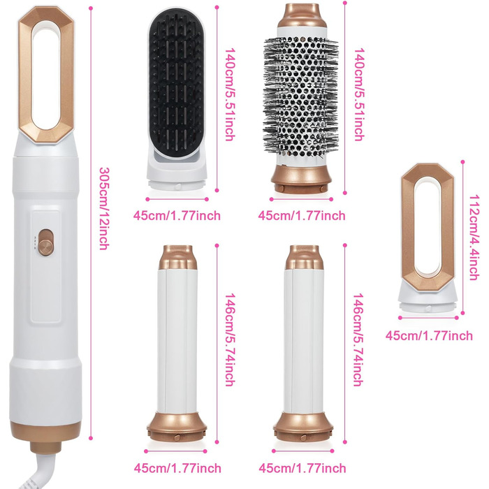Набір аірстайлера 5 в 1: фен-щітка для волосся, об'єм, випрямлення, укладка