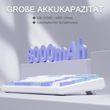 Механічна ігрова клавіатура AULA F99 з підсвічуванням RGB, PBT-клавіші, 8000mAh, 95% розмір, Bluetooth 5.0/2.4G/USB-C, Hot-Swap, Gasket Structure