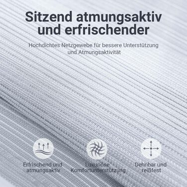 Ергономічне крісло для офісу з регульованою підголовником, сітчасте крісло для столу, відкидні підлокітники, широке сидіння, функція гойдання, комп'ютерне крісло EN 1335, офісне крісло 200 KG, сіре