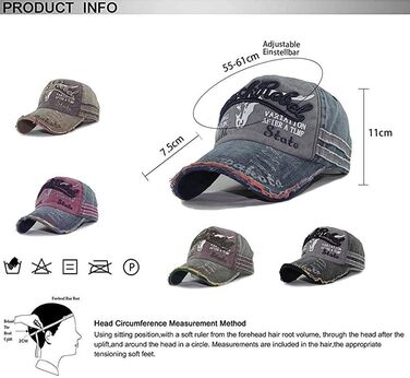 Кепка бейсболка для чоловіків та жінок, вінтажна бейсболка, кепка бейсболка, для відпочинку на природі, регульована, ретро, універсальний розмір, колір: чорний