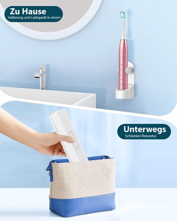 Електрична звукова зубна щітка для дорослих Roségold з відбілюючим ефектом - 8 насадок, 5 режимів, кейс для подорожей та зарядний пристрій