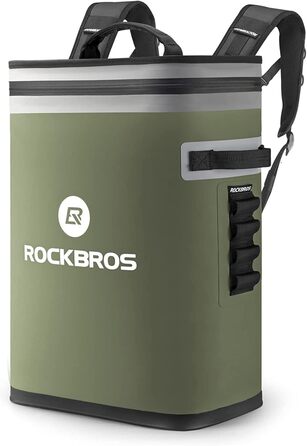 ROCKBROS Холодильна сумка 17L, ізольована сумка-холодильник для пікніка, кемпінгу, риболовлі, подорожей. Збереження холоду до 48 годин (20L рюкзак, зелений)