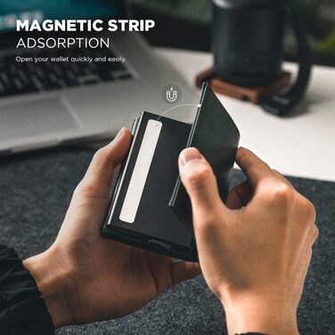 Кредитне портмоне для чоловіків VULKIT, Pop-up, RFID-захист, шкіряне з кишенями для грошей та ID-картки (зелене)