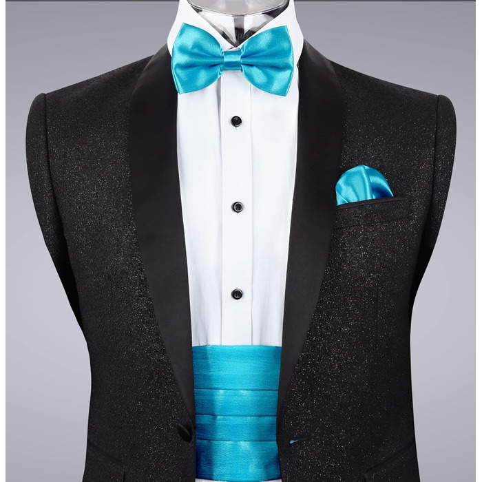 Комплект аксесуарів Alizeal для чоловіків: краватка-метелик, підтяжки та нагрудна хустинка, бірюзовий колір, подарунковий набір