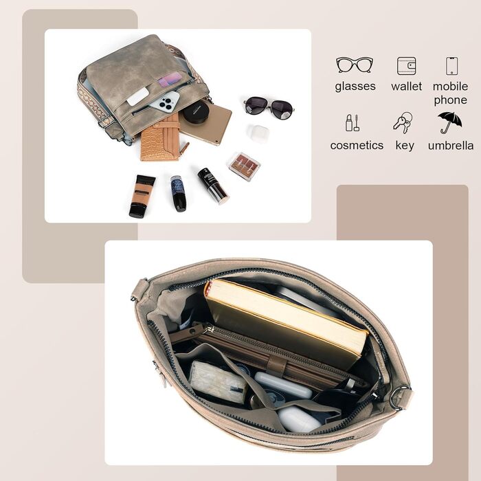 Сумка жіноча Gladdon середнього розміру через плече, шкіряна крос-боді, колір світло-бежевий (Helltaupe)