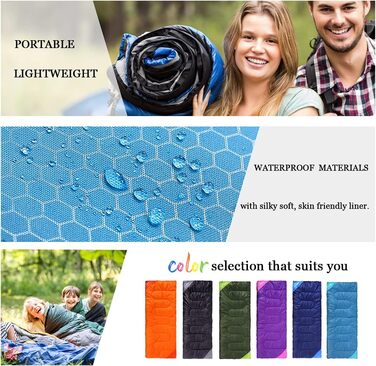 Сплячий мішок для дорослих та дітей – легкий, водонепроникний, зручний для весни, літа, осені – піший туризм, подорожі, кемпінг, темно-оранжевий