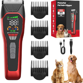 Професійна машинка для стрижки собак та котів з USB-C зарядкою, 2 швидкості, бездротова, для довгого, густого, сплутаного та кучерявого хутра