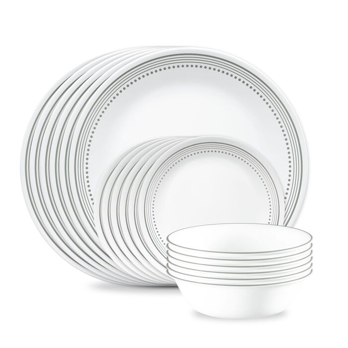 Сервіз столовий Corelle Mystic Gray на 6 осіб, 18 предметів, скло, сірий колір, стійкий до сколів