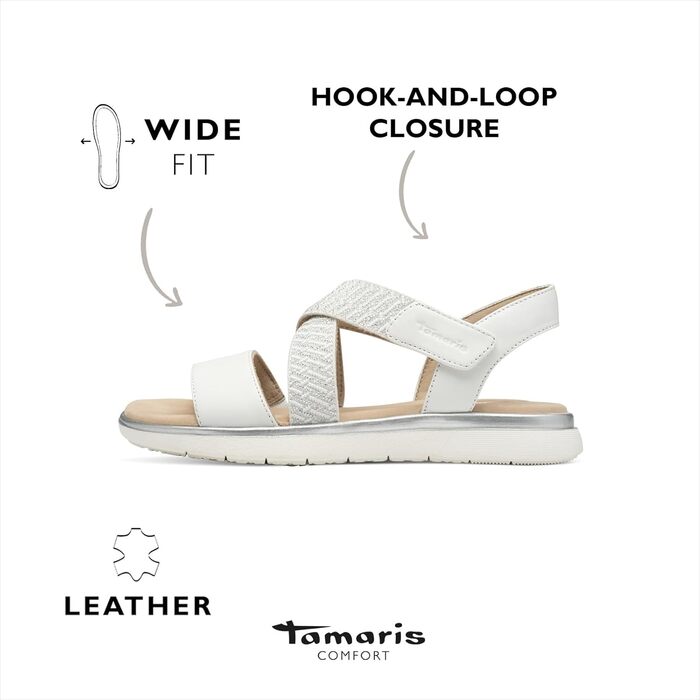 Босоніжки жіночі Tamaris Wide FIT 8-88600-44 білі, розмір 39 EU, широка колодка