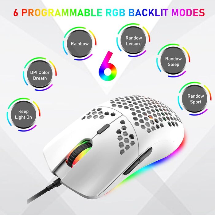 Ігровий набір клавіатури та миші MK21: механічна клавіатура 60% з RGB підсвічуванням, миша 6400 DPI та килимок для миші. Сумісна з PS4, Xbox, PC. Чорний/Blue Switch (White-Red)