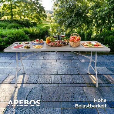 Складаний садовий стіл Arebos Buffettisch 182x74x74 см, антрацит | для 8 осіб | з ручкою для перенесення | для саду, тераси, балкону