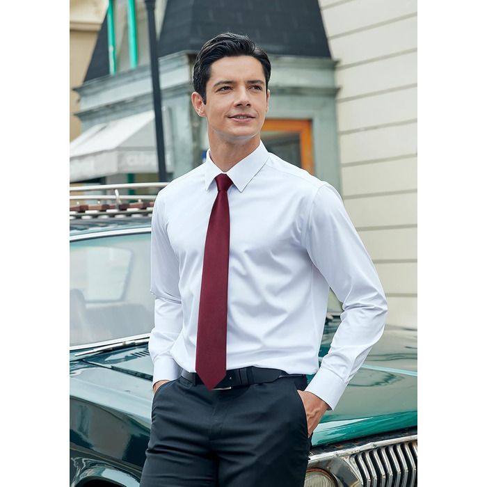 Чоловіча краватка та нагрудний хустинка HISDERN для весілля, бордово-білий, з запонками